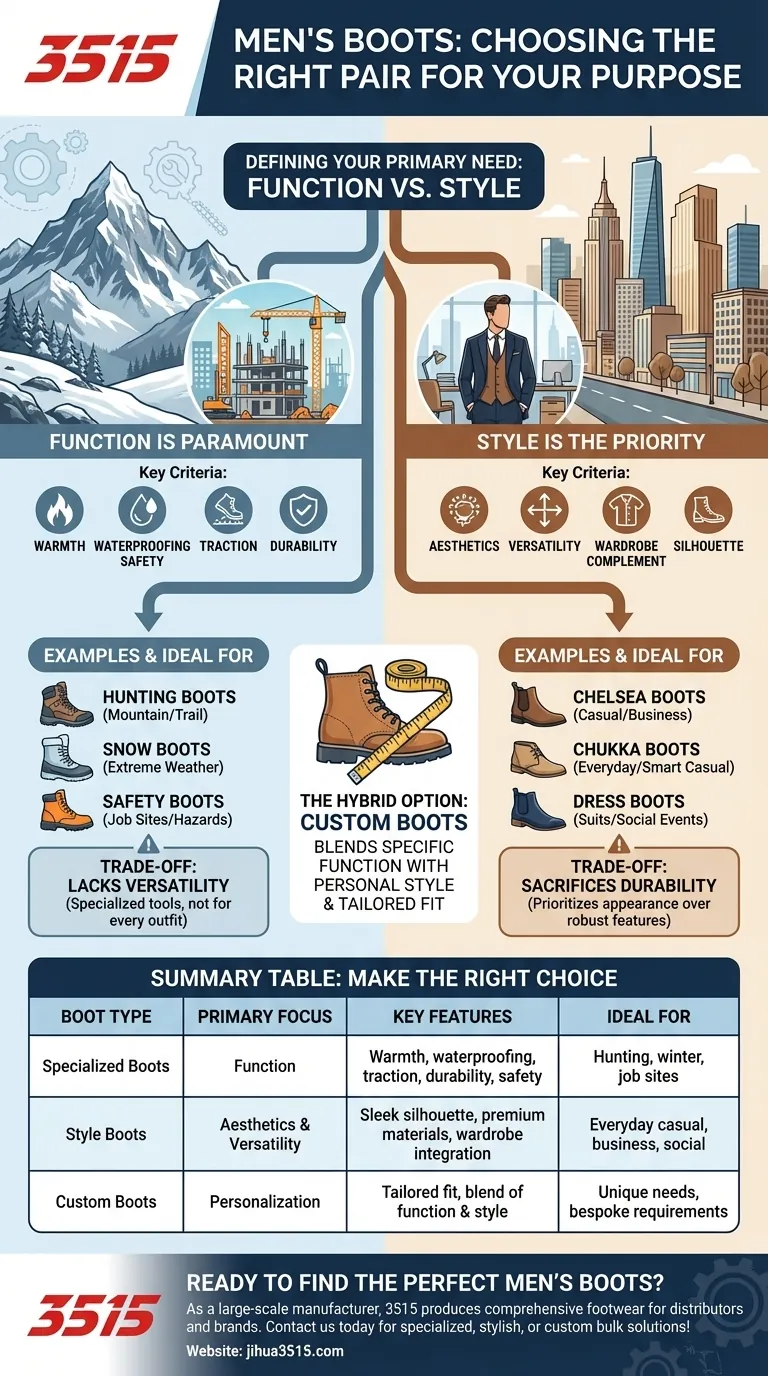 Quelle est la recommandation générale concernant les bottes pour hommes de l'article ? Trouvez la botte parfaite pour votre usage Guide Visuel