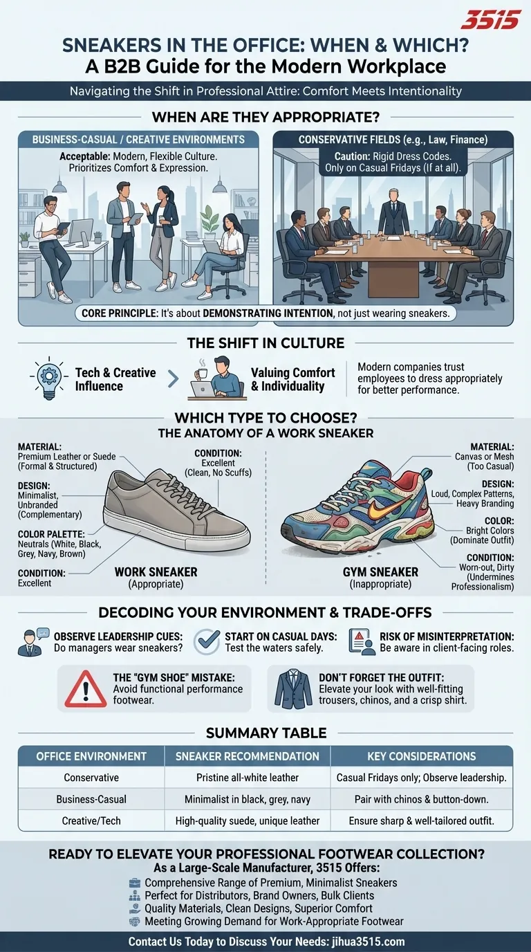 Quand les baskets sont-elles appropriées au bureau ? Un guide du style professionnel moderne Guide Visuel