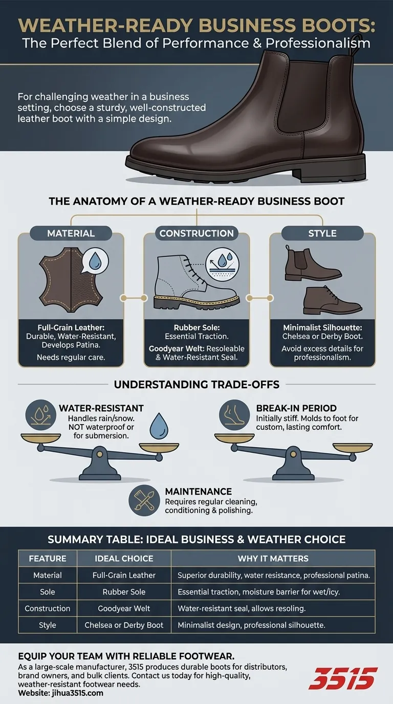 Welche Art von Stiefeln eignet sich für anspruchsvolle Wetterbedingungen im geschäftlichen Umfeld? | Strapazierfähiges & professionelles Schuhwerk Visuelle Anleitung
