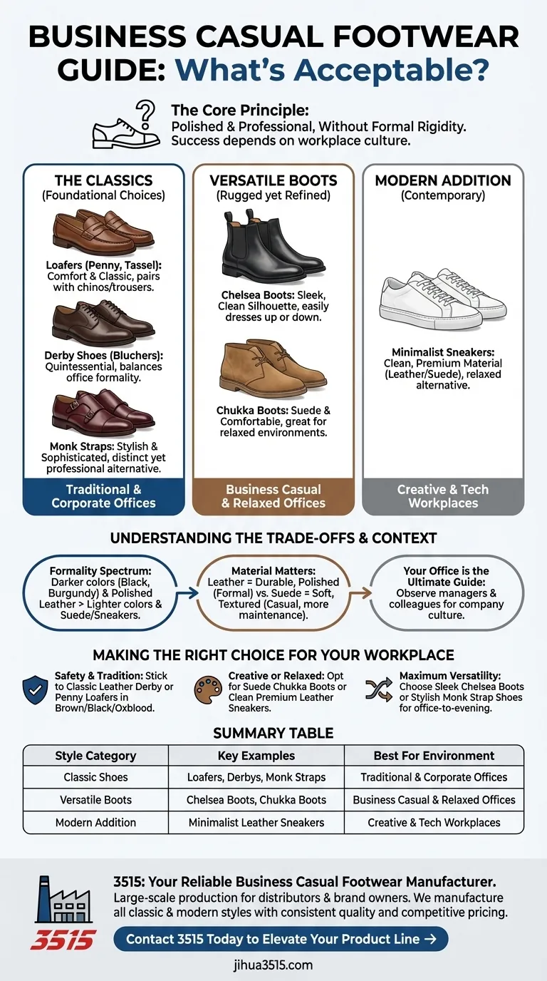 비즈니스 캐주얼에 적합한 신발은 무엇인가요? 세련되고 전문적인 신발 가이드 시각적 가이드