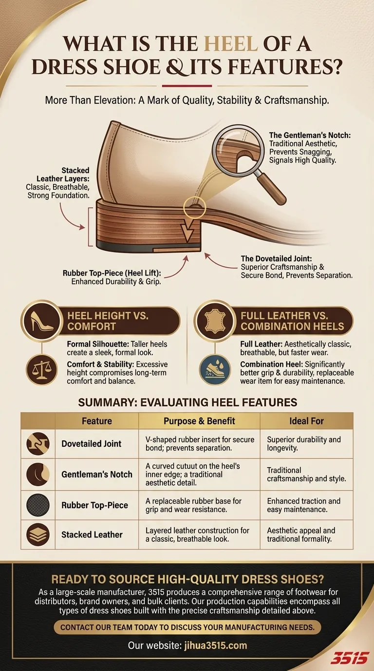 Qu'est-ce que le talon d'une chaussure habillée et quelles caractéristiques supplémentaires peut-il avoir ? Découvrez les marques d'un travail artisanal de qualité Guide Visuel