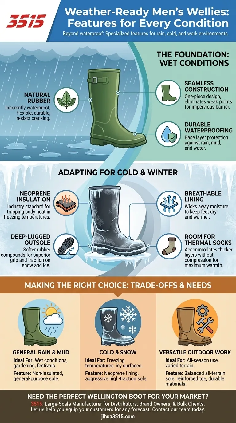 Quelles sont les caractéristiques des bottes de pluie pour hommes pour différentes conditions météorologiques ? Choisissez la bonne botte pour tous les temps Guide Visuel