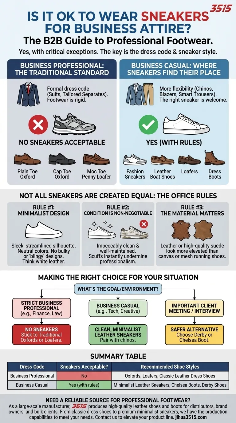 商务着装可以穿运动鞋吗？掌握规则，打造精致造型 图解指南