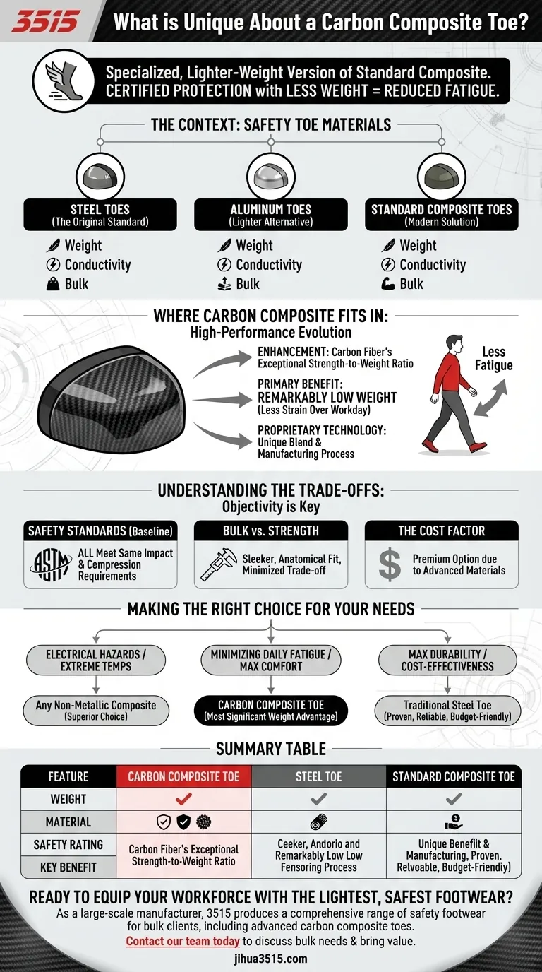 Qu'est-ce qui est unique à un embout de sécurité en composite de carbone ? Protection Maximale avec un Poids Minimal Guide Visuel
