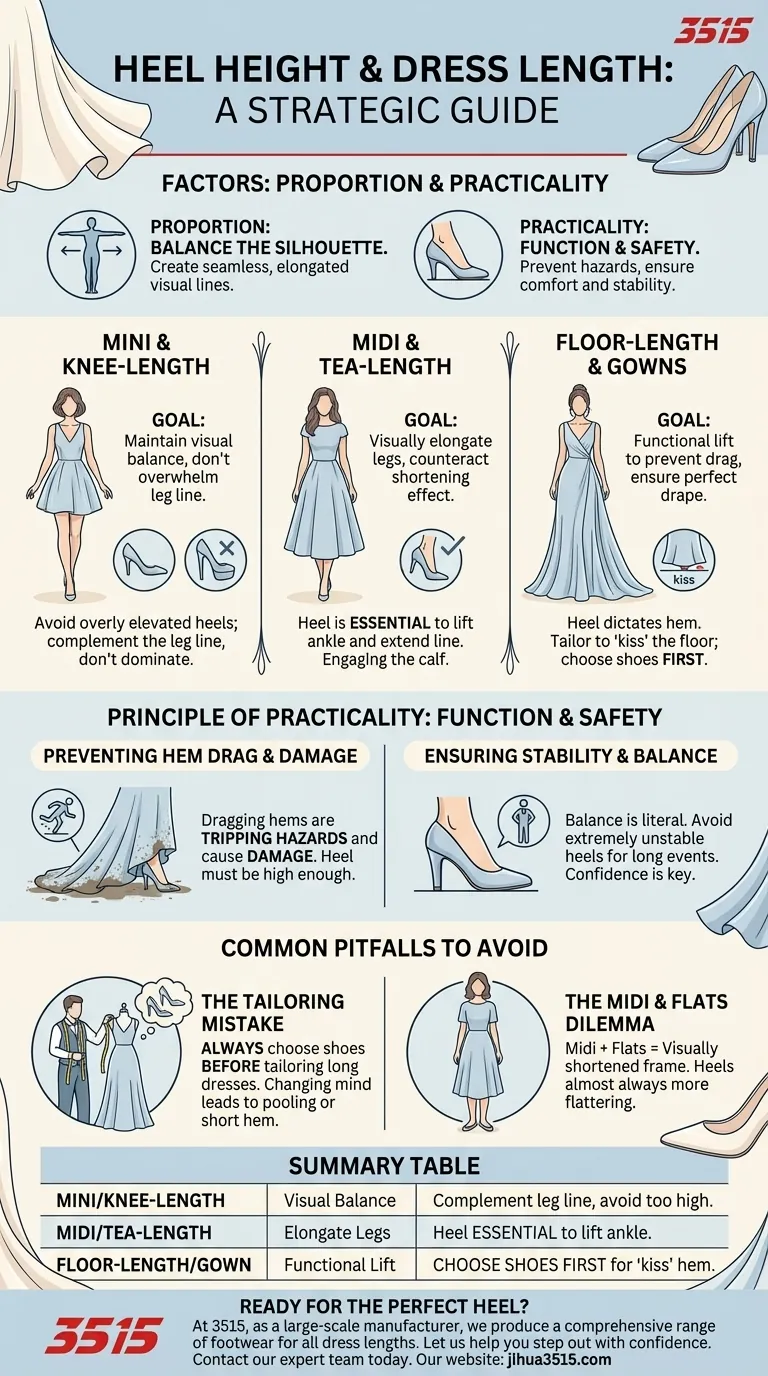 Que faut-il considérer concernant la hauteur des talons pour différentes longueurs de robe ? Obtenez des proportions parfaites et une sécurité optimale Guide Visuel