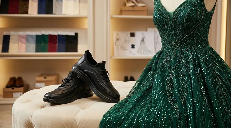 Comment le tissu et les ornements d'une robe peuvent-ils affecter le choix des chaussures ? Atteindre un équilibre visuel parfait