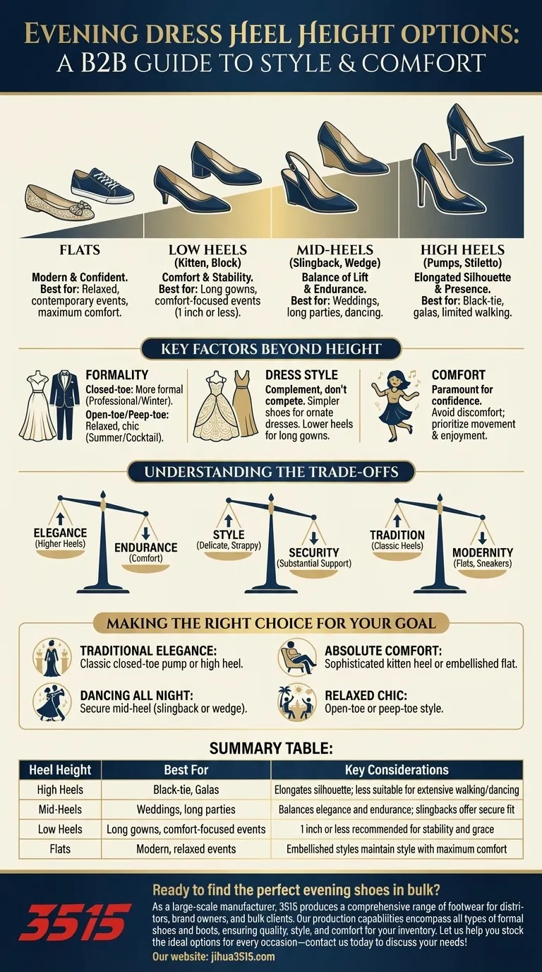 ¿Cuáles son las diferentes opciones de altura de tacón para vestidos de noche? Encuentra tu ajuste perfecto para cualquier ocasión Guía Visual