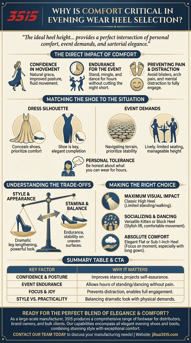 Pourquoi le confort est-il important lors du choix de la hauteur du talon pour une tenue de soirée ? Assurez confiance et plaisir Guide Visuel