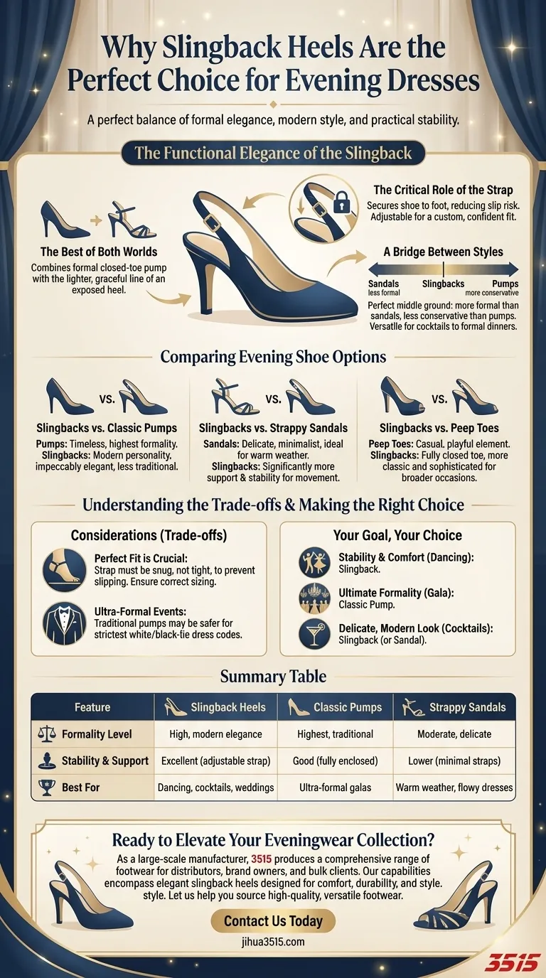 Почему туфли с ремешком на пятке — отличный выбор для вечерних платьев? Откройте для себя идеальное сочетание стиля и устойчивости Визуальное руководство