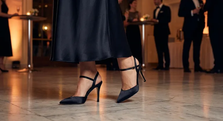 Почему туфли с ремешком на пятке — отличный выбор для вечерних платьев? Откройте для себя идеальное сочетание стиля и устойчивости