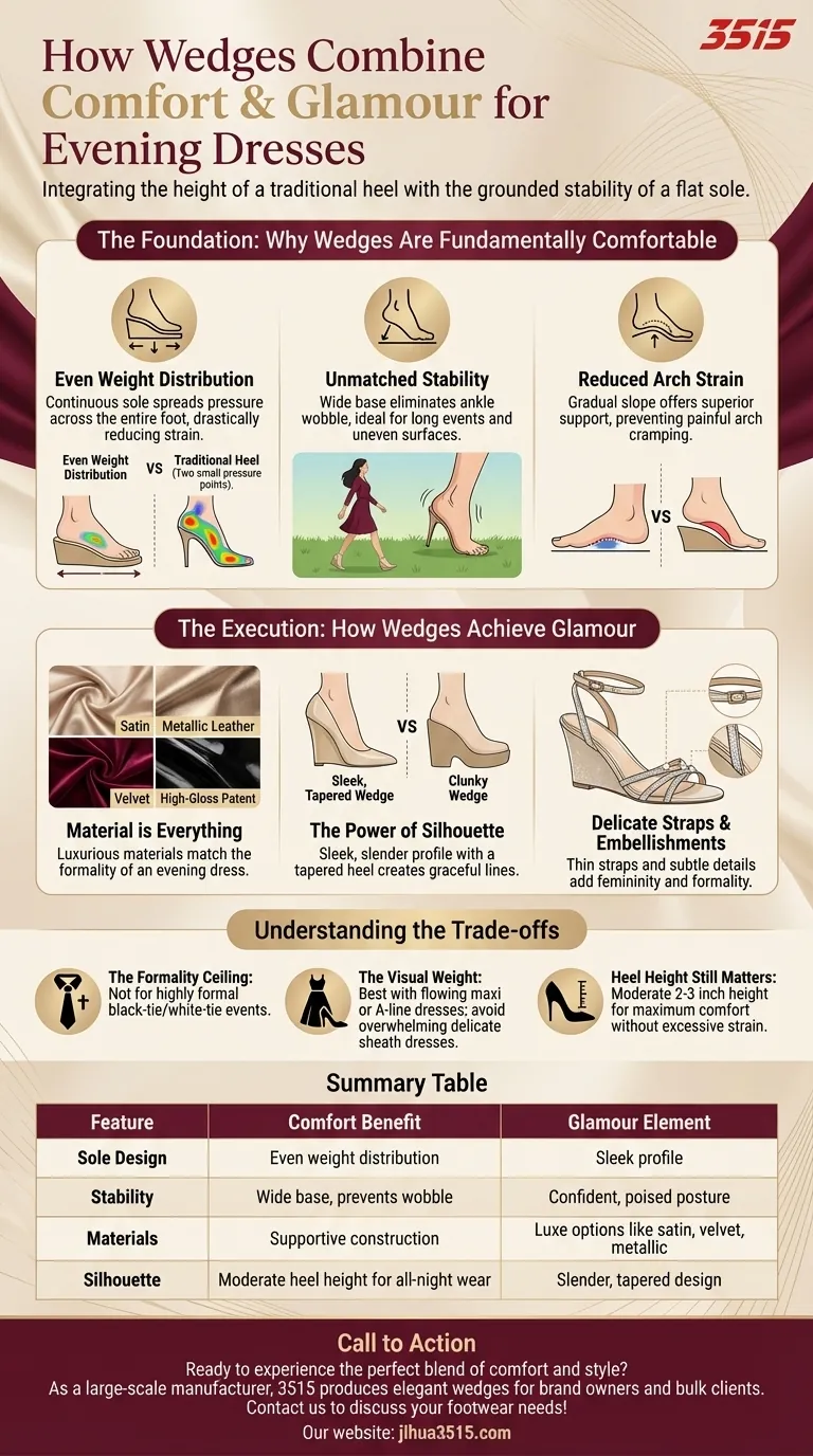 Comment les compensées allient-elles confort et glamour pour les robes de soirée ? Trouvez la paire parfaite pour tout événement. Guide Visuel