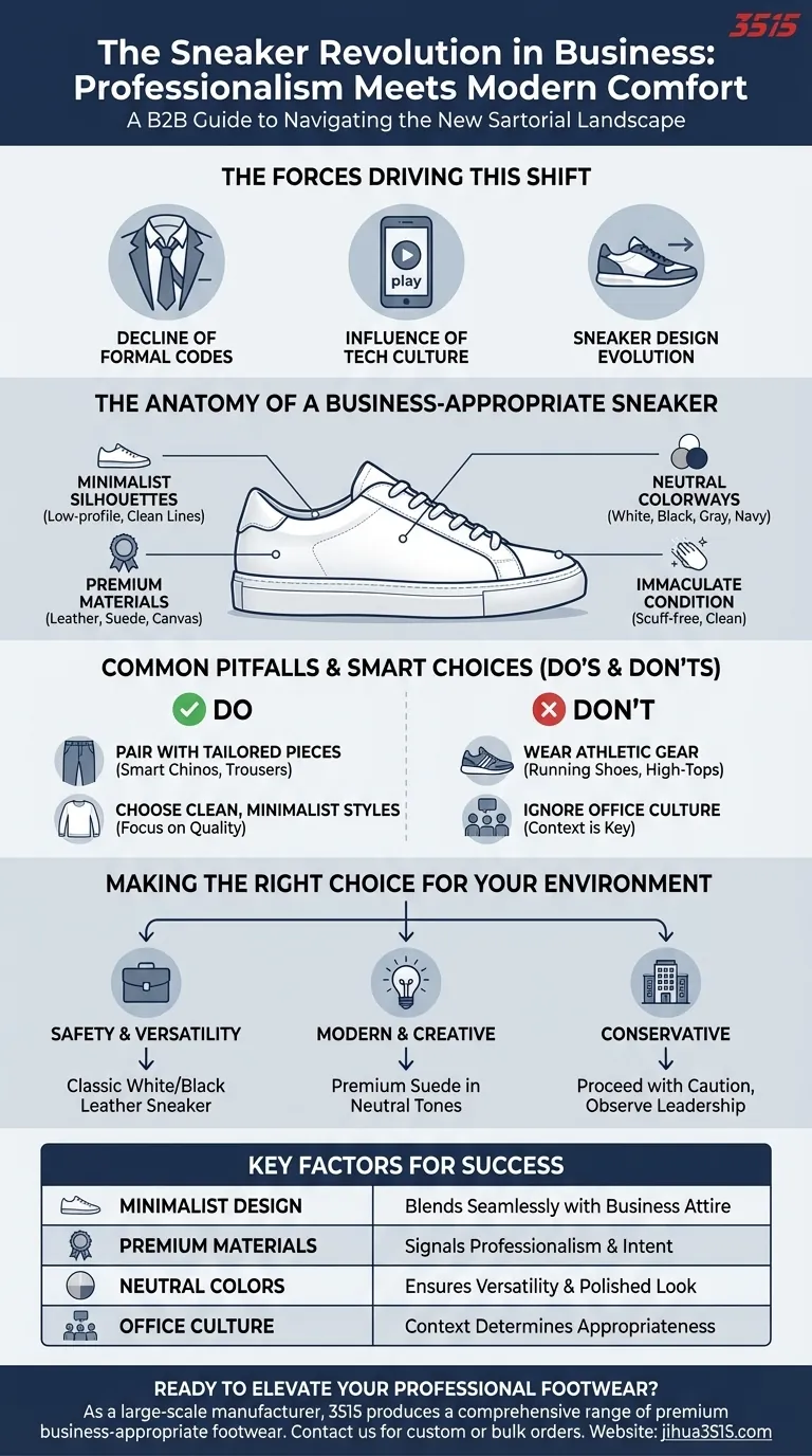 Comment les baskets sont-elles devenues acceptables dans les milieux professionnels ? Un guide du style et du confort professionnels Guide Visuel