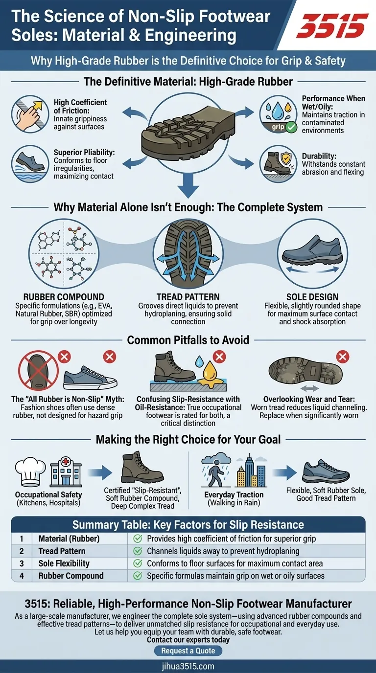 ¿Qué material se usa comúnmente para las suelas del calzado antideslizante y por qué? Descubre los secretos del calzado seguro Guía Visual