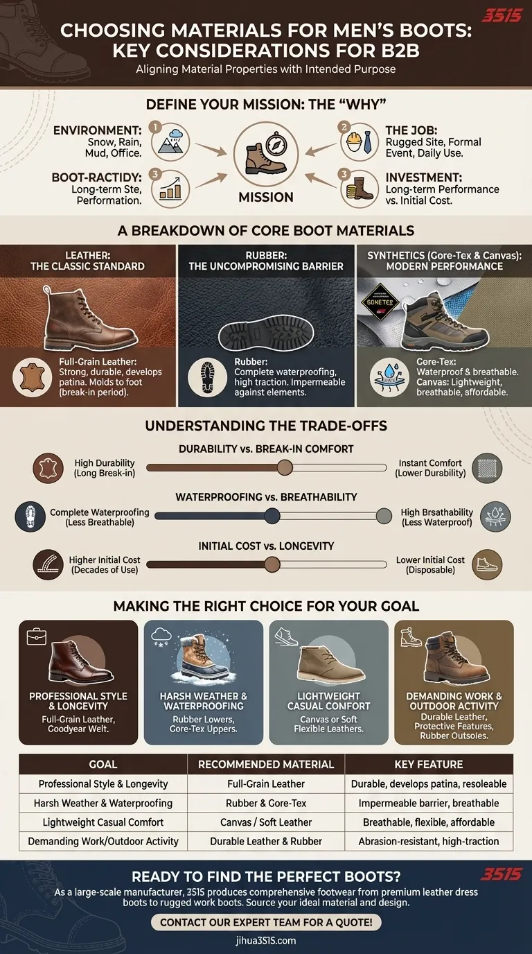 Quels sont les éléments clés à considérer lors du choix des matériaux pour les bottes pour hommes ? Choisissez la bonne botte pour votre mission Guide Visuel