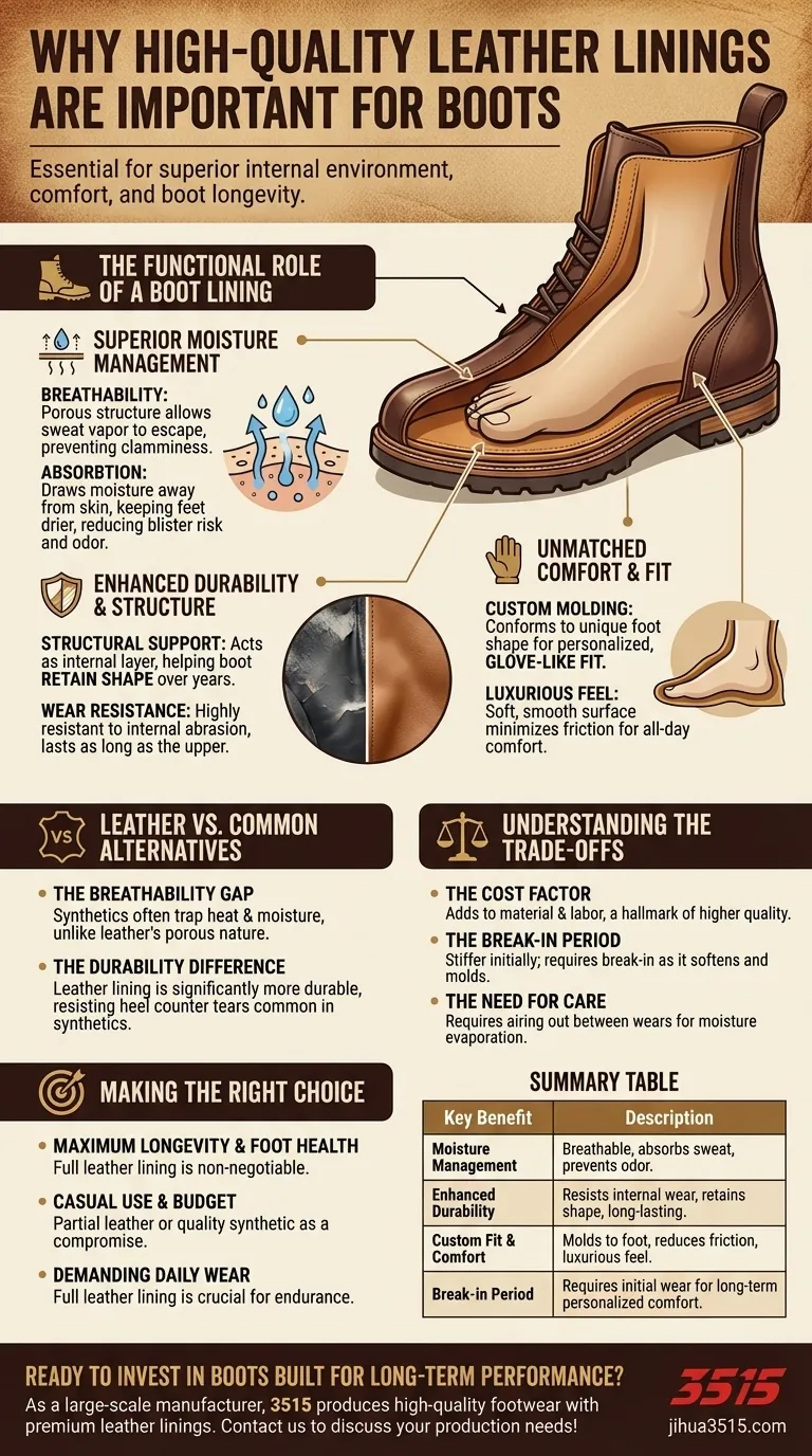 Pourquoi les doublures en cuir de haute qualité sont-elles importantes pour les bottes ? Améliorent le confort, la durabilité et la santé des pieds. Guide Visuel