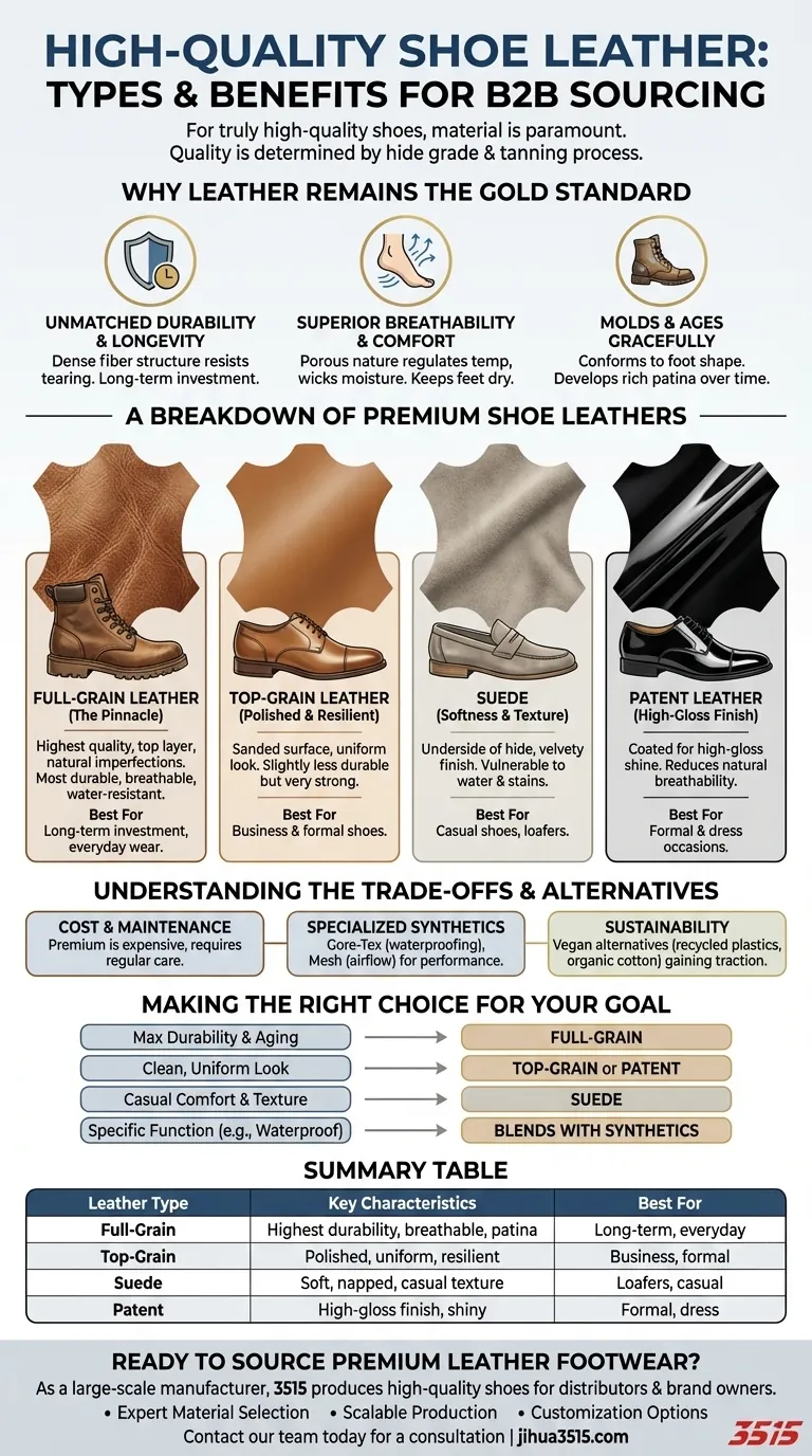 Какие типы кожи обычно используются для изготовления высококачественной обуви? Руководство по долговечности и стилю Визуальное руководство