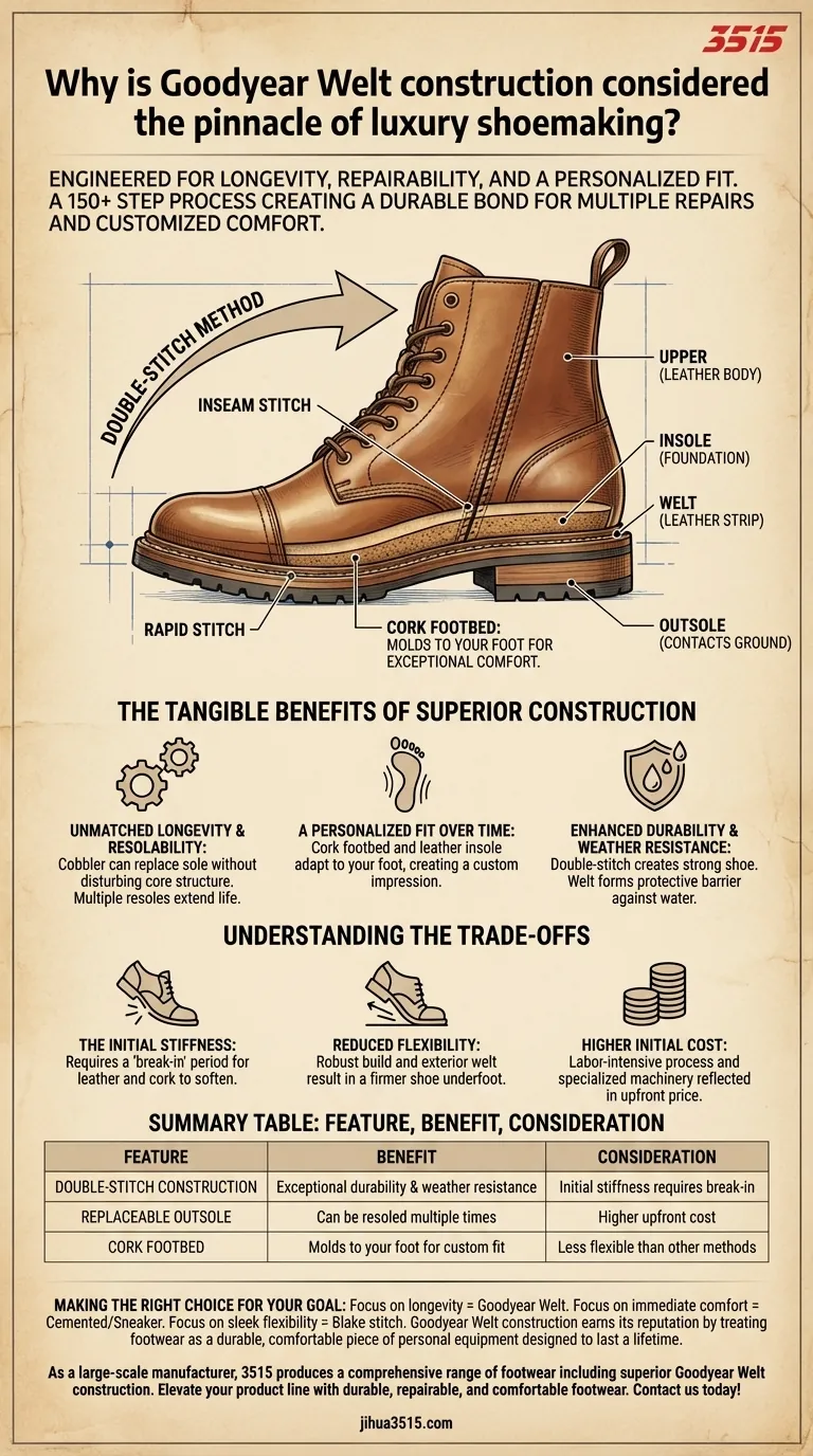 Pourquoi la construction Goodyear Welt est-elle considérée comme le summum de la cordonnerie de luxe ? Longévité et confort inégalés Guide Visuel