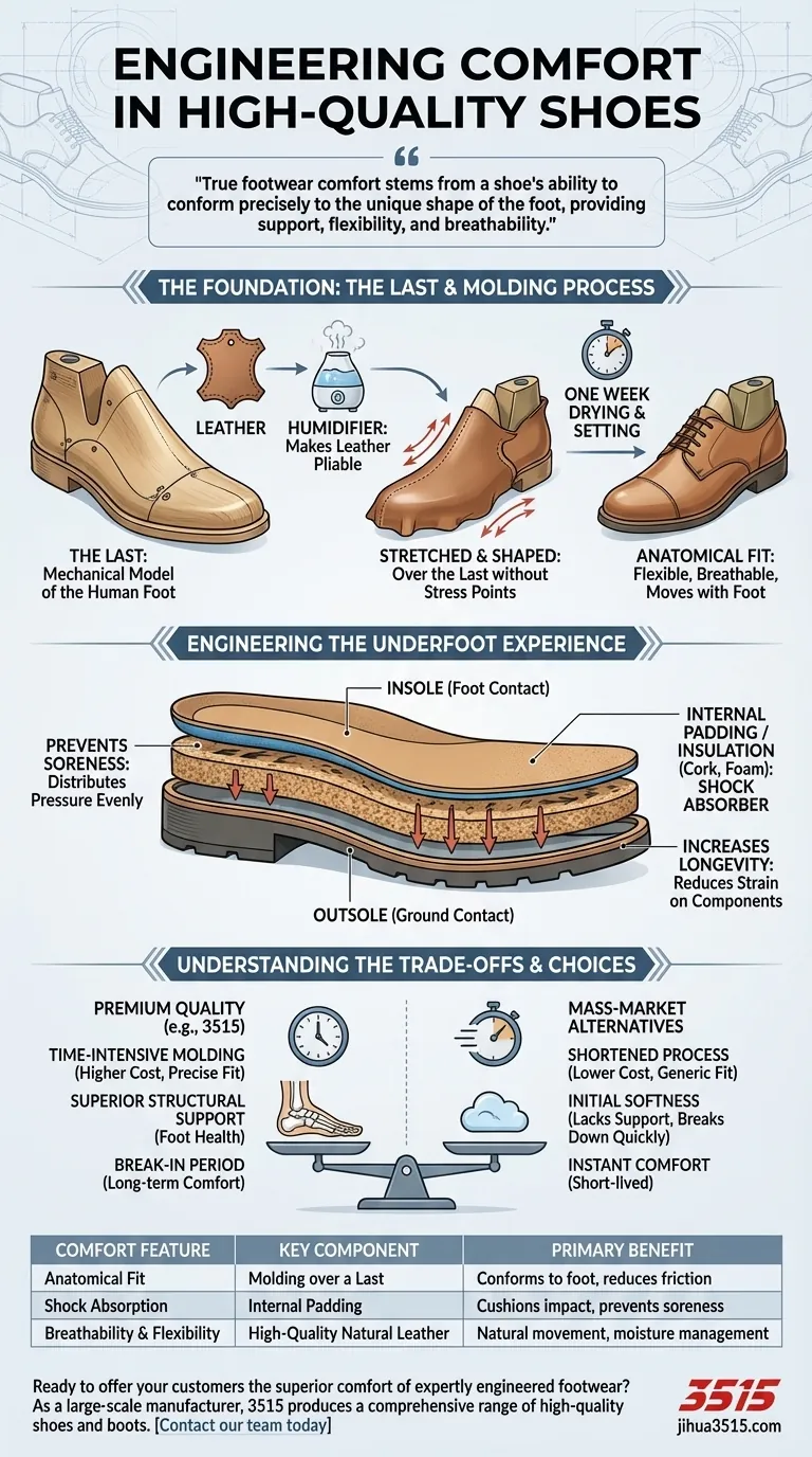 Comment le confort est-il assuré dans la fabrication de chaussures de haute qualité ? Conçu pour un soutien toute la journée Guide Visuel