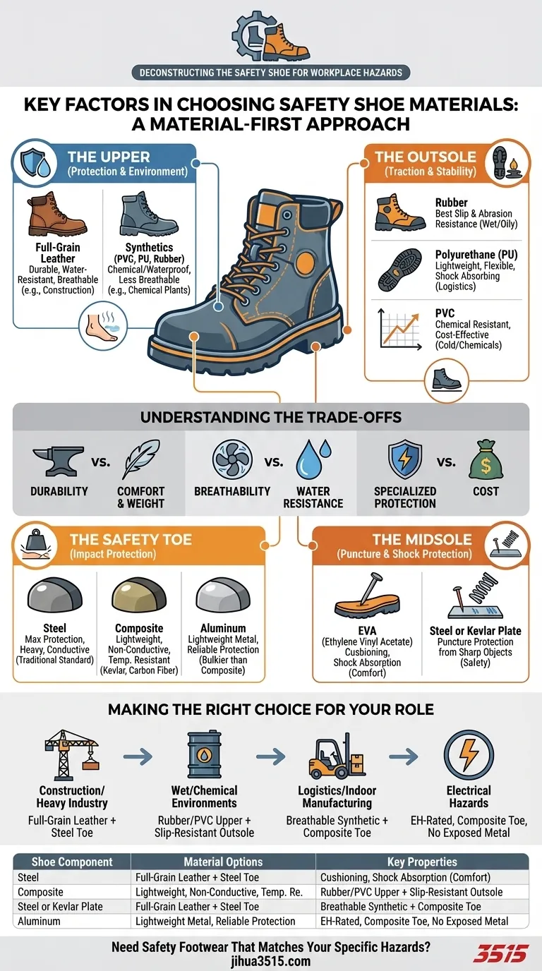 Quels sont les facteurs clés à prendre en compte lors du choix des matériaux pour les chaussures de sécurité ? Associer les matériaux à vos risques. Guide Visuel