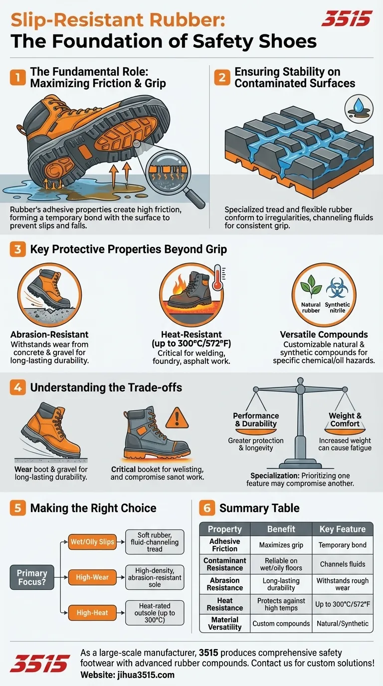 Qual o papel dos materiais de borracha antiderrapante em calçados de segurança? Garantindo aderência e estabilidade em locais de trabalho perigosos Guia Visual
