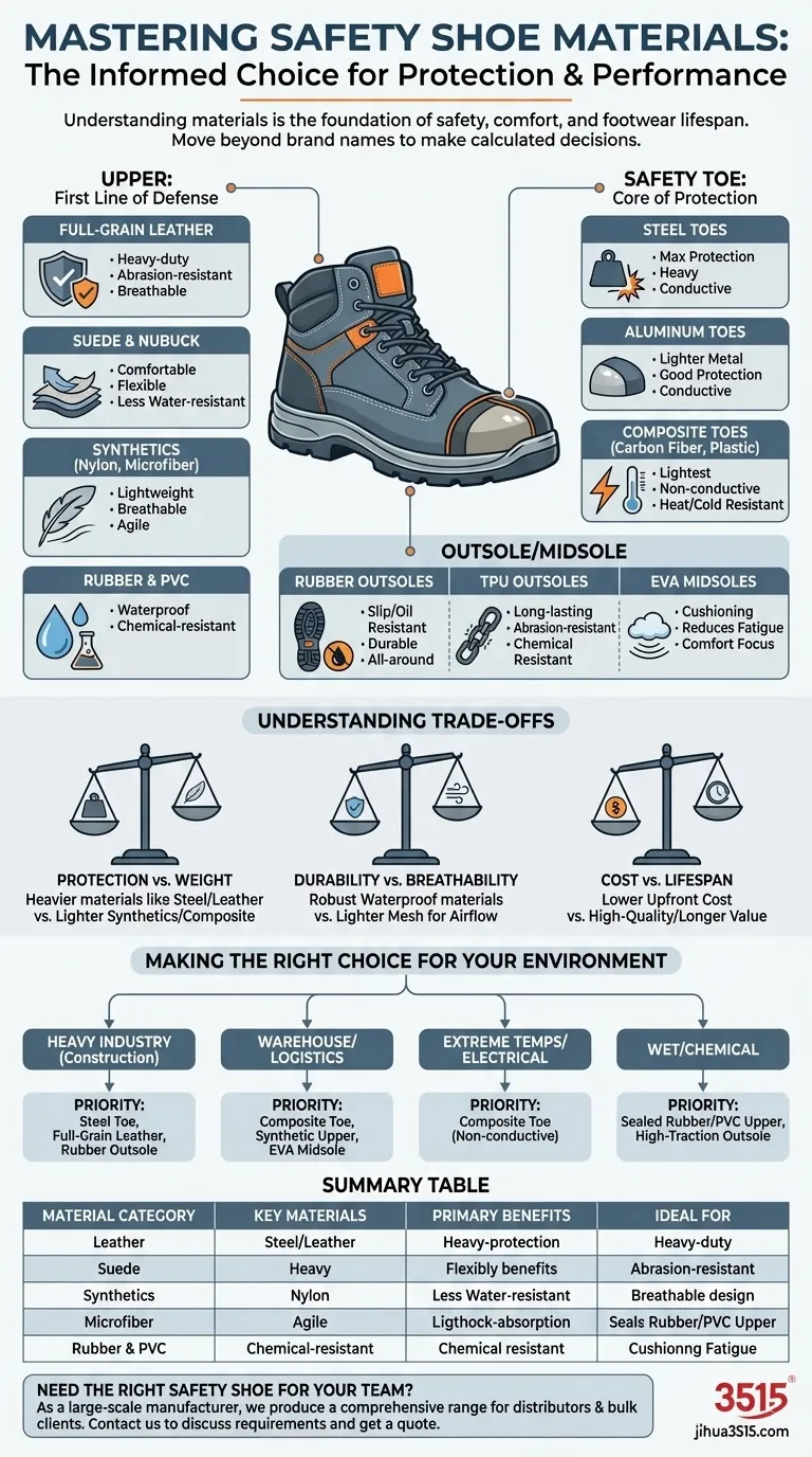 How does understanding safety shoe materials help in making informed choices? Match Your Work Hazards with the Right Protection Visual Guide