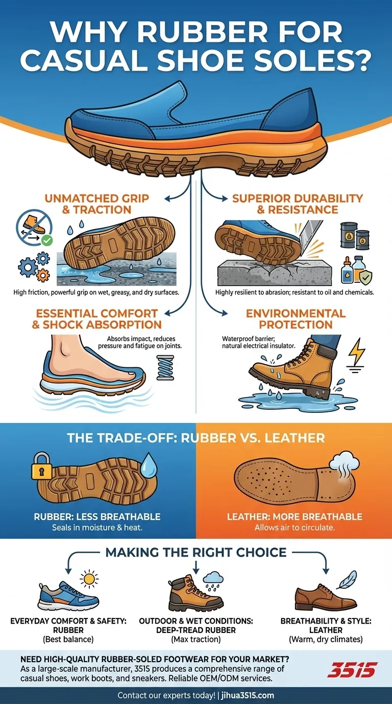 Pourquoi le caoutchouc est-il couramment utilisé pour les semelles de chaussures décontractées ? Adhérence, confort et durabilité imbattables Guide Visuel