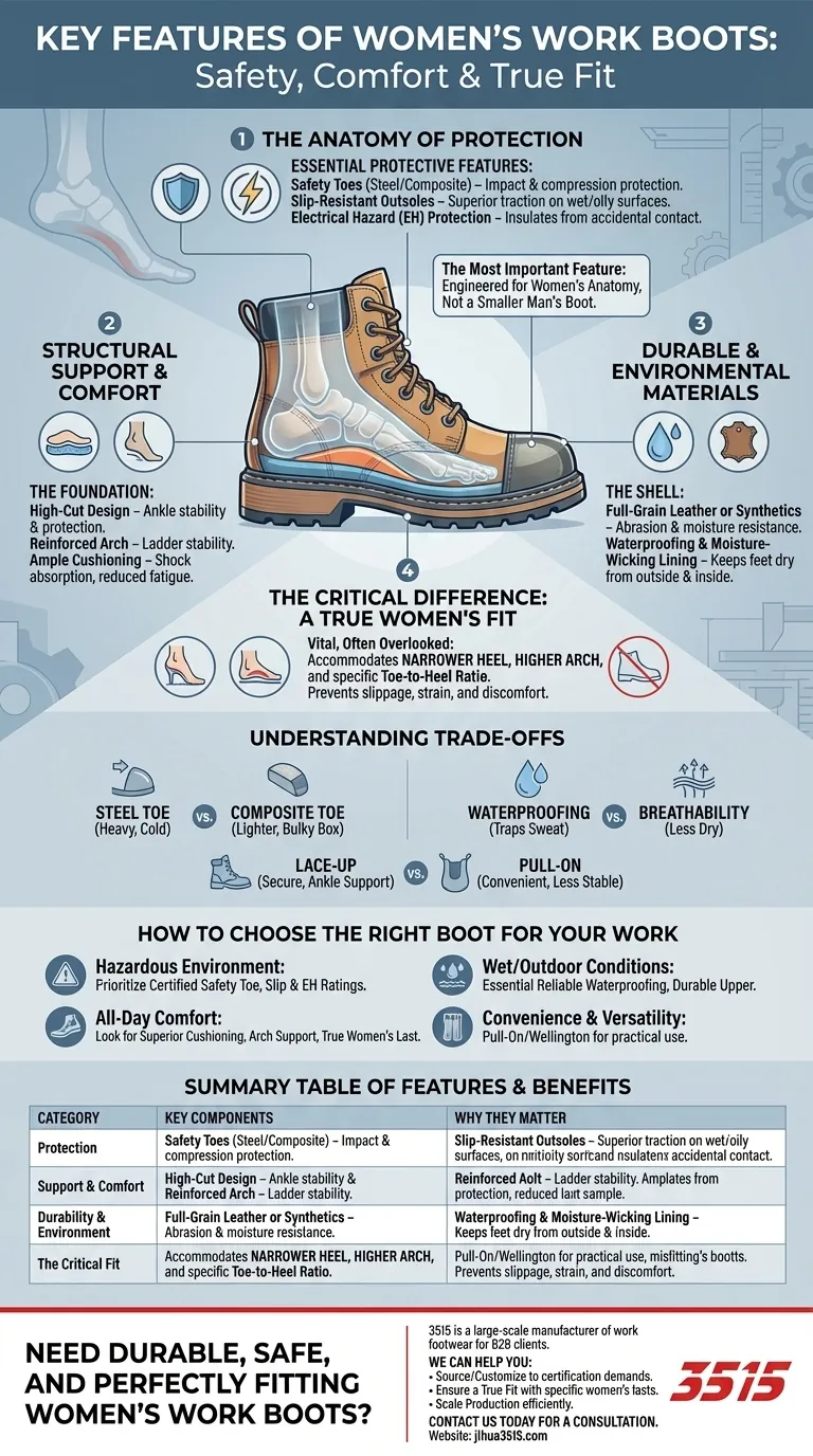 Quelles sont les caractéristiques clés des bottes de travail pour femmes ? Protection Sûre & Véritable Ajustement Anatomique Guide Visuel