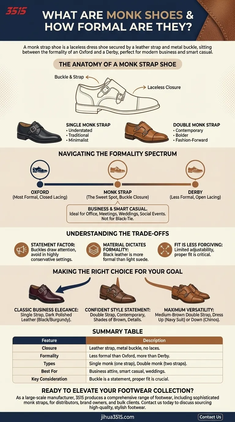 Quelles sont les chaussures monk et quel est leur niveau de formalité ? Un guide des chaussures habillées élégantes Guide Visuel