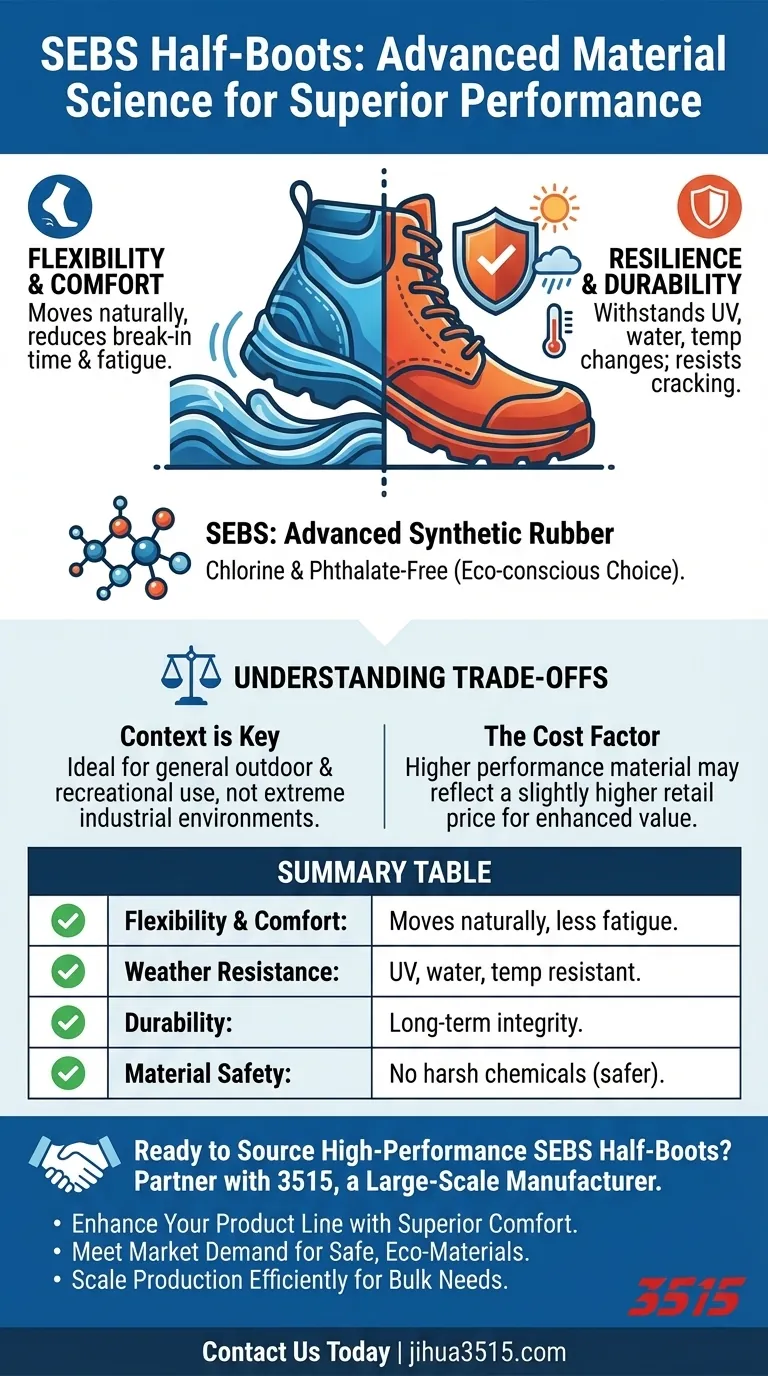 Qu'est-ce que le SEBS et quels avantages offre-t-il pour les demi-bottes ? Découvrez le matériau supérieur pour des chaussures durables et confortables Guide Visuel