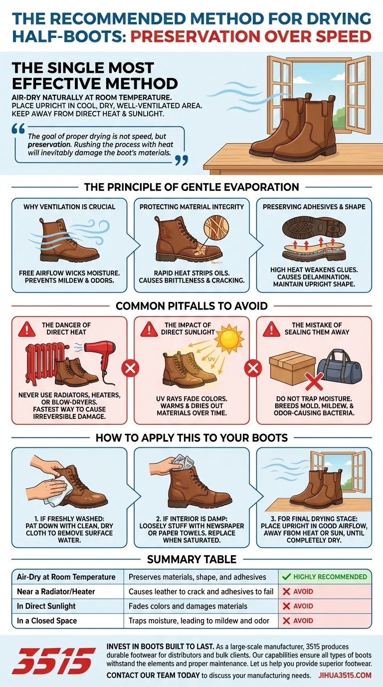 Quelle est la méthode recommandée pour sécher les demi-bottes après le nettoyage ? Préservez vos bottes pendant des années Guide Visuel