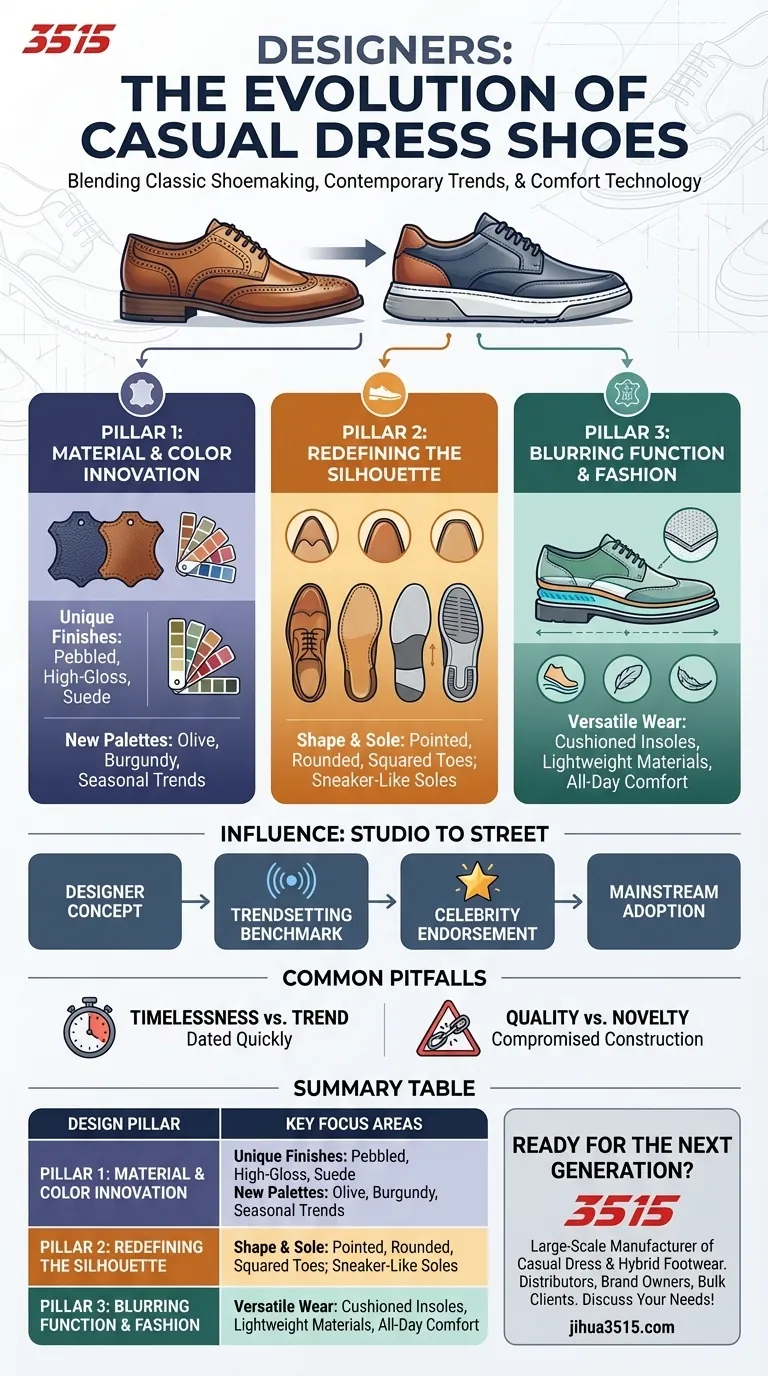 デザイナーはカジュアルドレスシューズの進化にどのように影響を与えますか？モダンなスタイルと快適さのためのガイド ビジュアルガイド