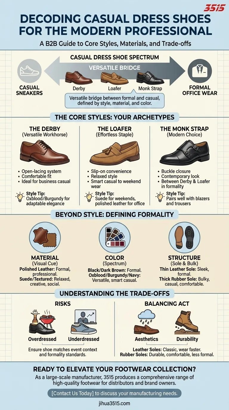 カジュアルドレスシューズにはどのような種類がありますか？ スタイル、素材などのガイド ビジュアルガイド