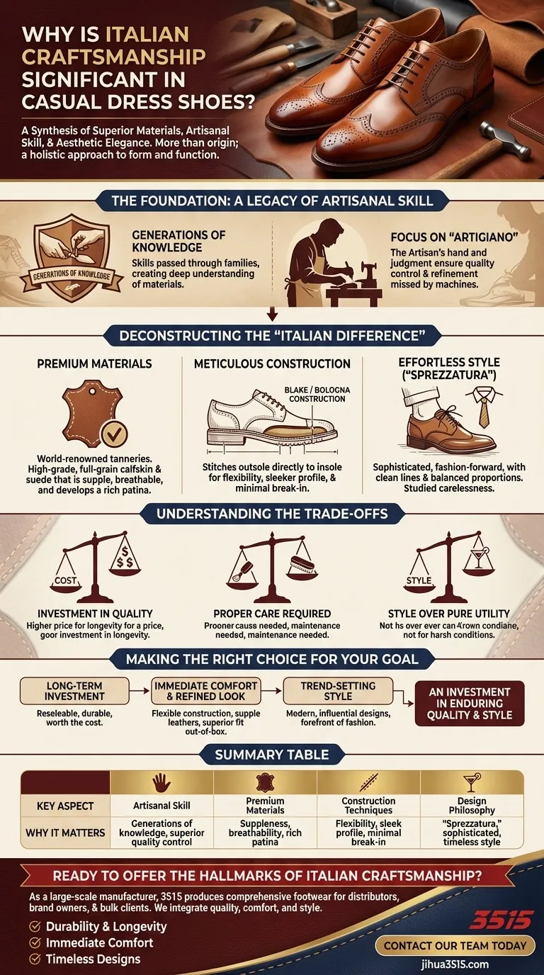 Perché l'artigianato italiano è significativo nelle scarpe eleganti casual? L'arte dell'eleganza disinvolta e della durata Guida Visiva