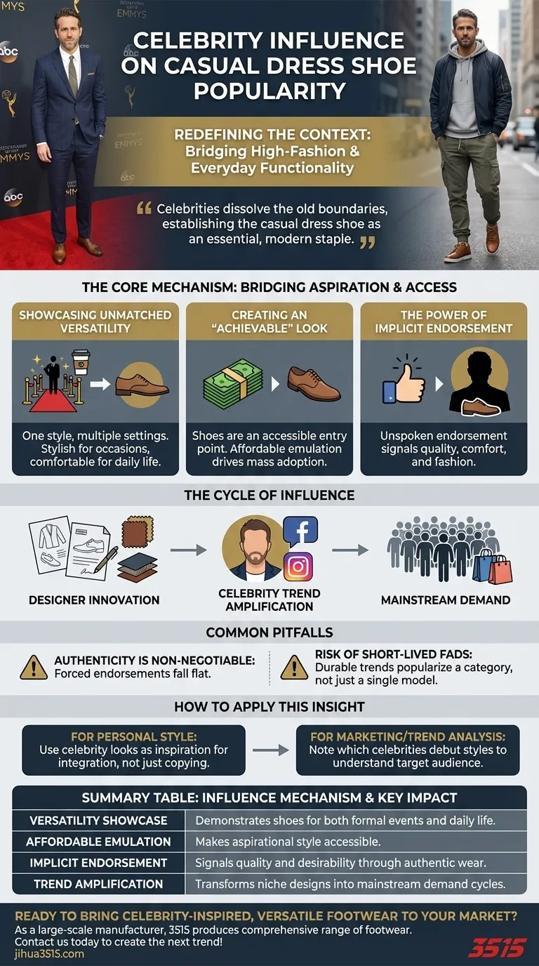 Comment les célébrités influencent-elles la popularité des chaussures habillées décontractées ? Libérez le pouvoir du style aspirationnel Guide Visuel