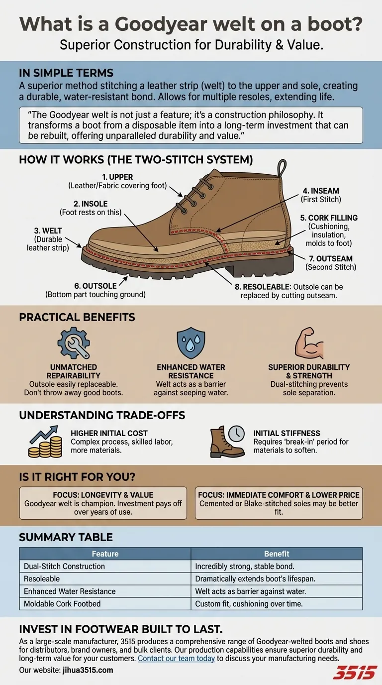 グッドイヤーウェルト製法とは？耐久性と修理可能性を高めるブーツの秘密 ビジュアルガイド