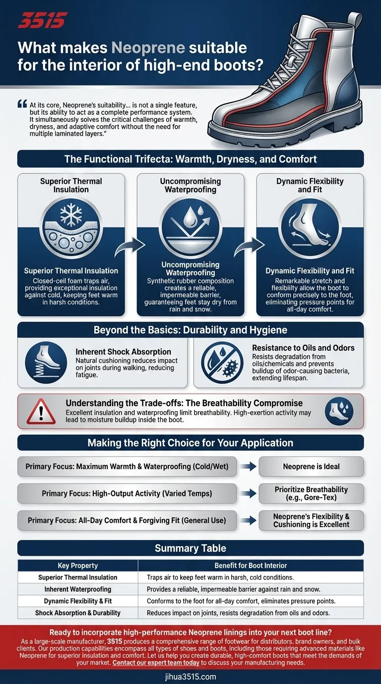 Qu'est-ce qui rend le néoprène adapté à l'intérieur des bottes haut de gamme ? Libérez une chaleur et un confort supérieurs Guide Visuel