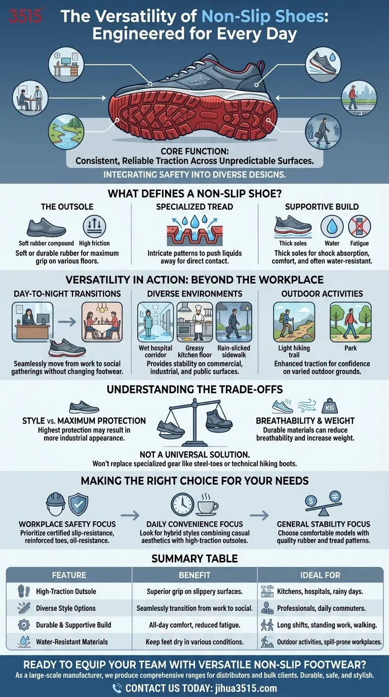 Quanto sono versatili le scarpe antiscivolo? Adattati a qualsiasi ambiente con un paio di scarpe Guida Visiva