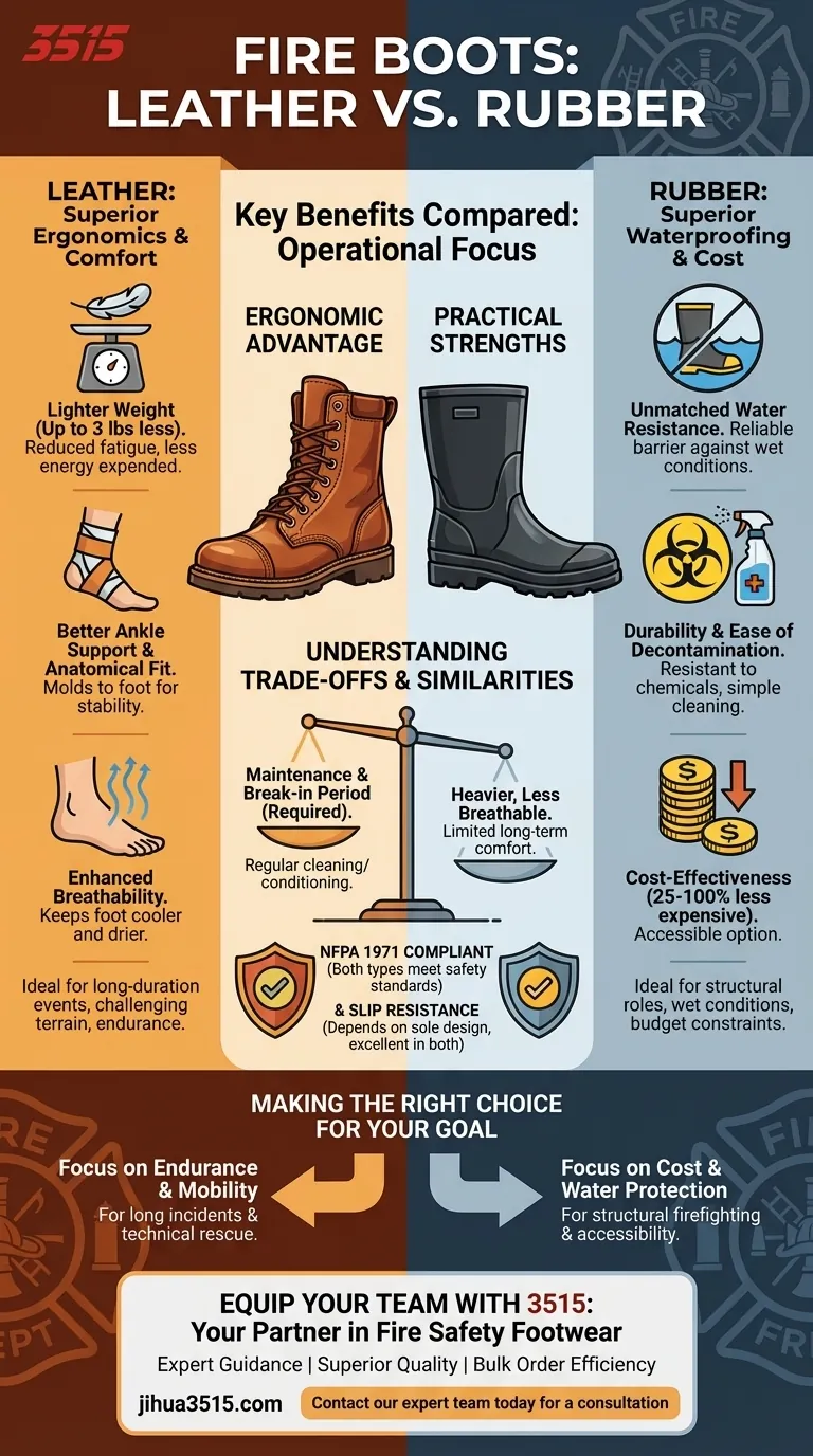 Quels sont les principaux avantages des bottes de pompier en cuir par rapport aux bottes en caoutchouc ? Prioriser le confort et la mobilité des pompiers Guide Visuel