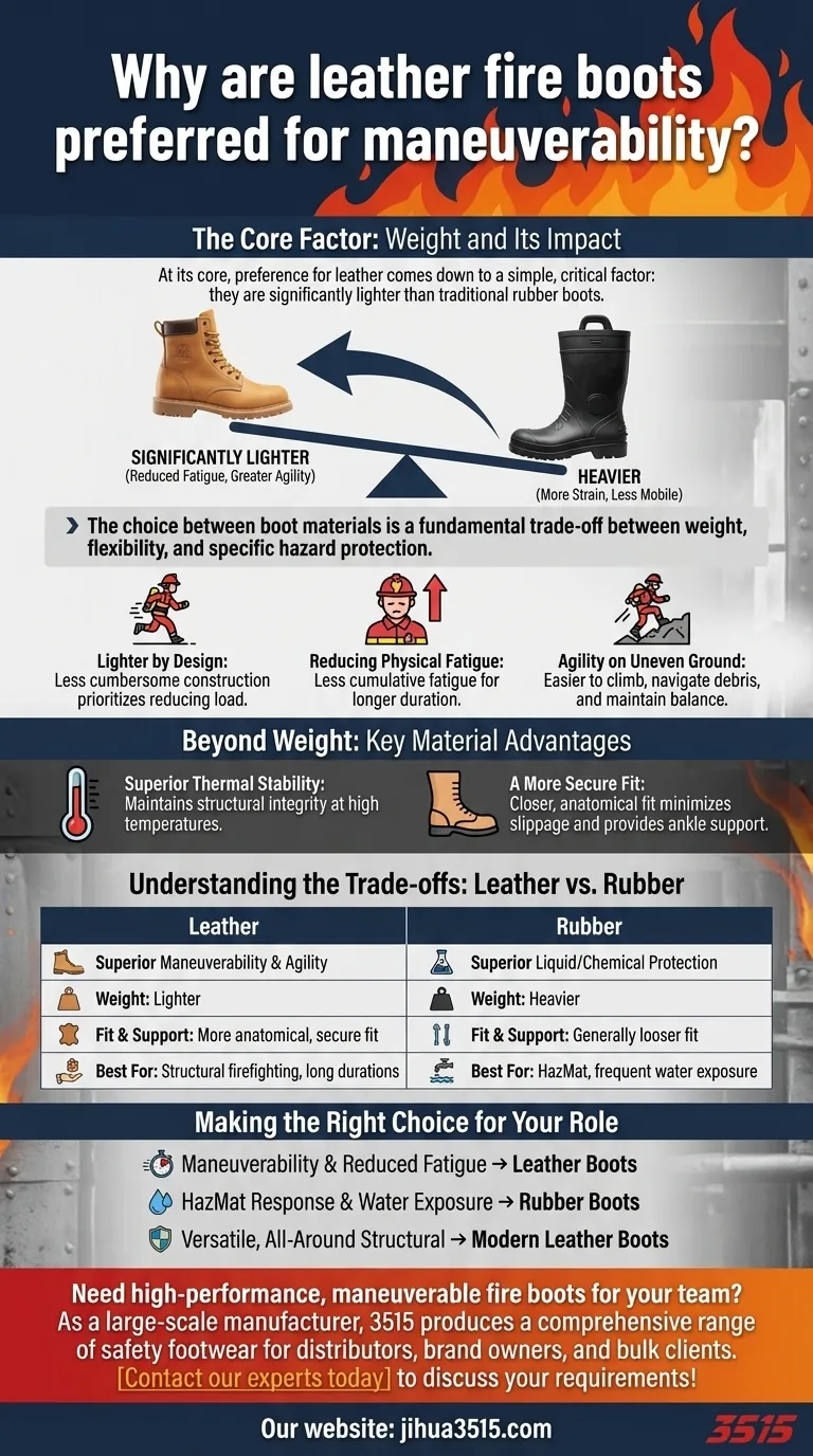 Pourquoi les bottes de pompier en cuir sont-elles préférées pour la maniabilité ? Poids plus léger pour une agilité supérieure Guide Visuel