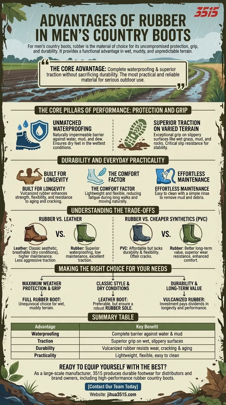 Quels sont les avantages du caoutchouc pour les bottes de campagne pour hommes ? Protection et adhérence imbattables pour l'extérieur Guide Visuel