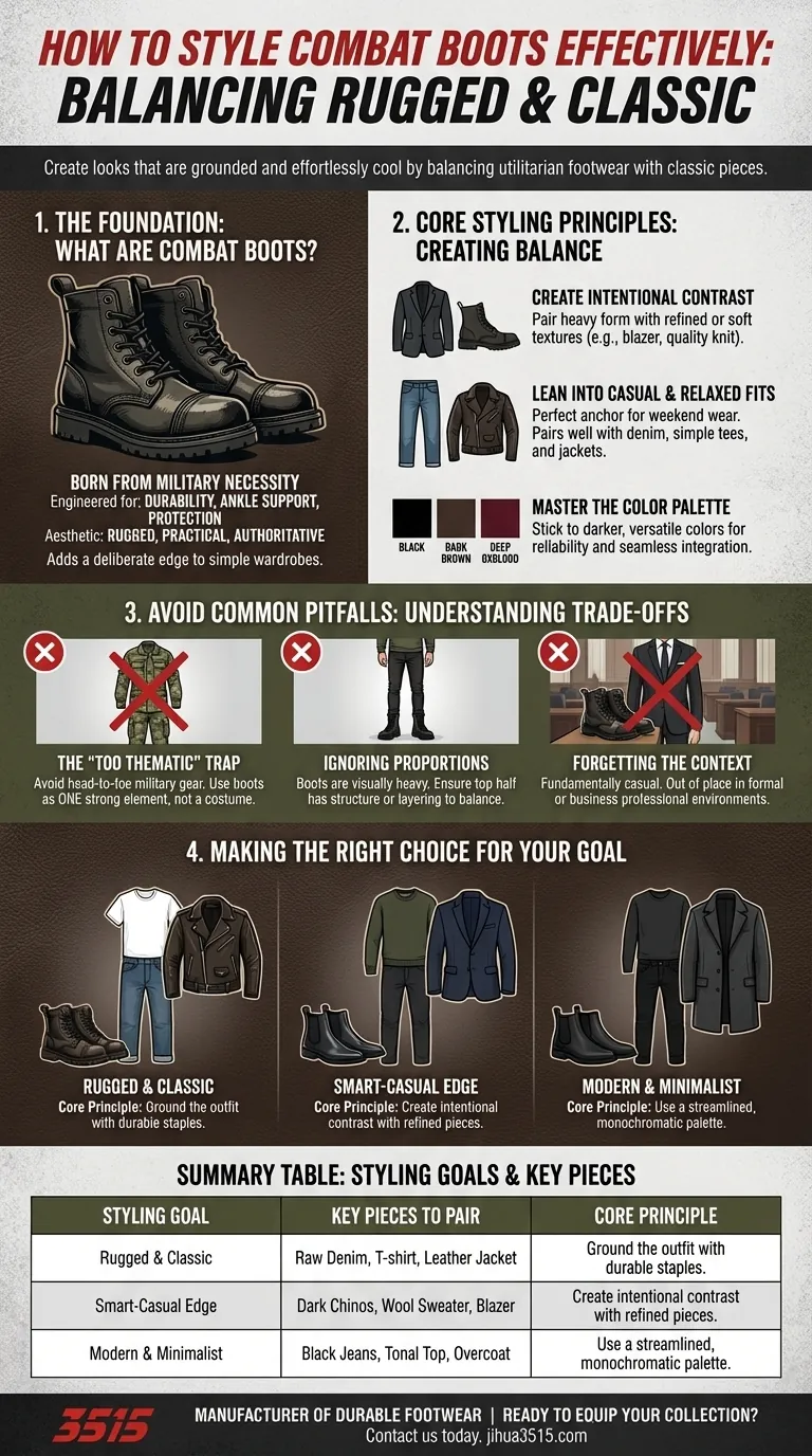 Comment porter efficacement des bottes de combat ? Maîtrisez les looks robustes et polyvalents Guide Visuel