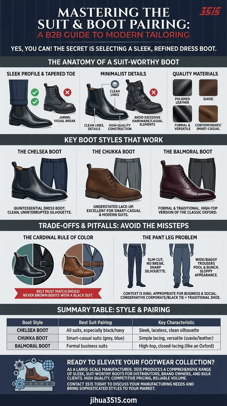 Comment assortir des bottes avec un costume ? Un guide de la confection moderne avec les bonnes bottes Guide Visuel