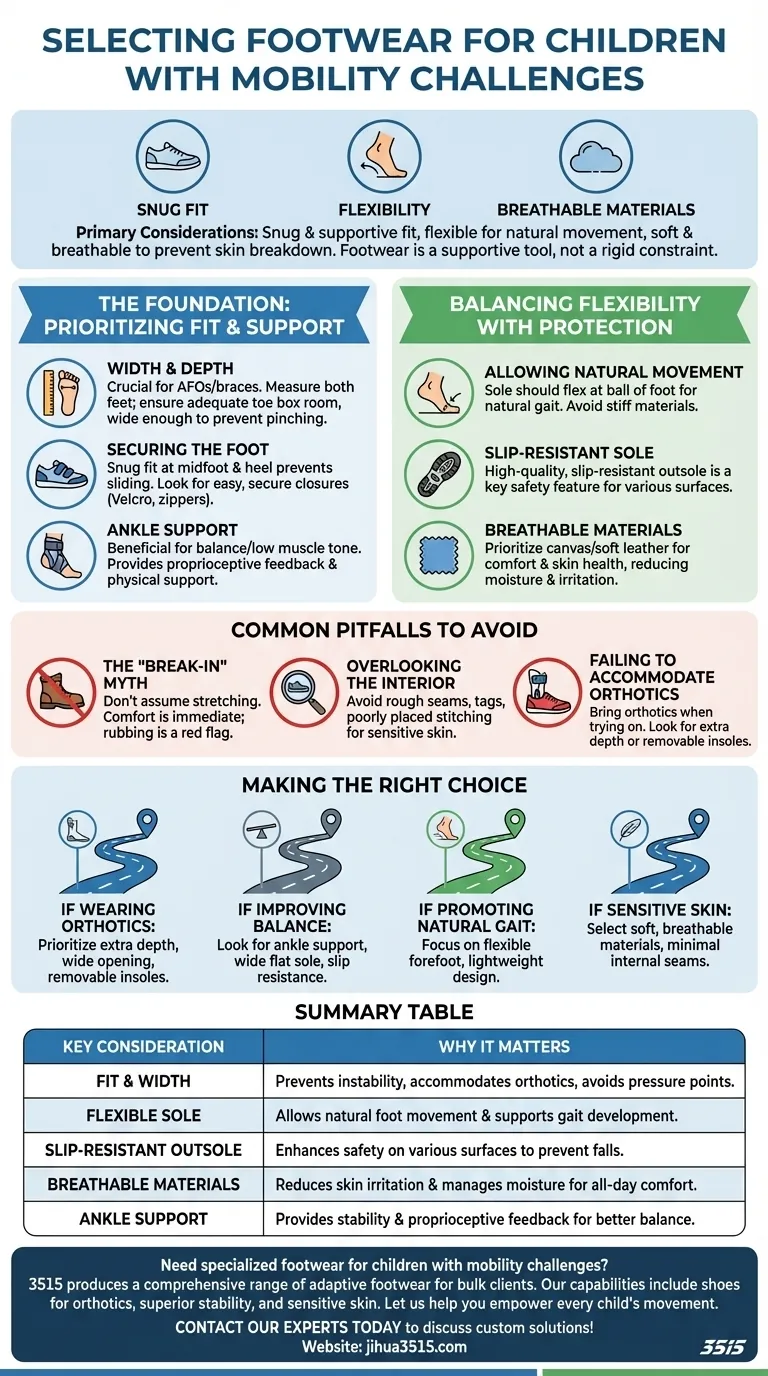Quelles considérations sont importantes lors de la sélection de chaussures pour les enfants ayant des défis de mobilité ? Assurer l'ajustement, le soutien et la sécurité Guide Visuel