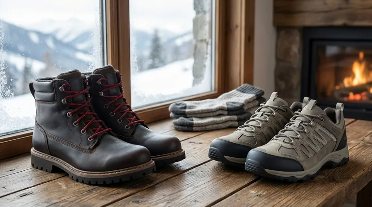 Quelles considérations supplémentaires ont été mentionnées pour les chaussures d'hiver ? Équilibrer protection, confort et praticité