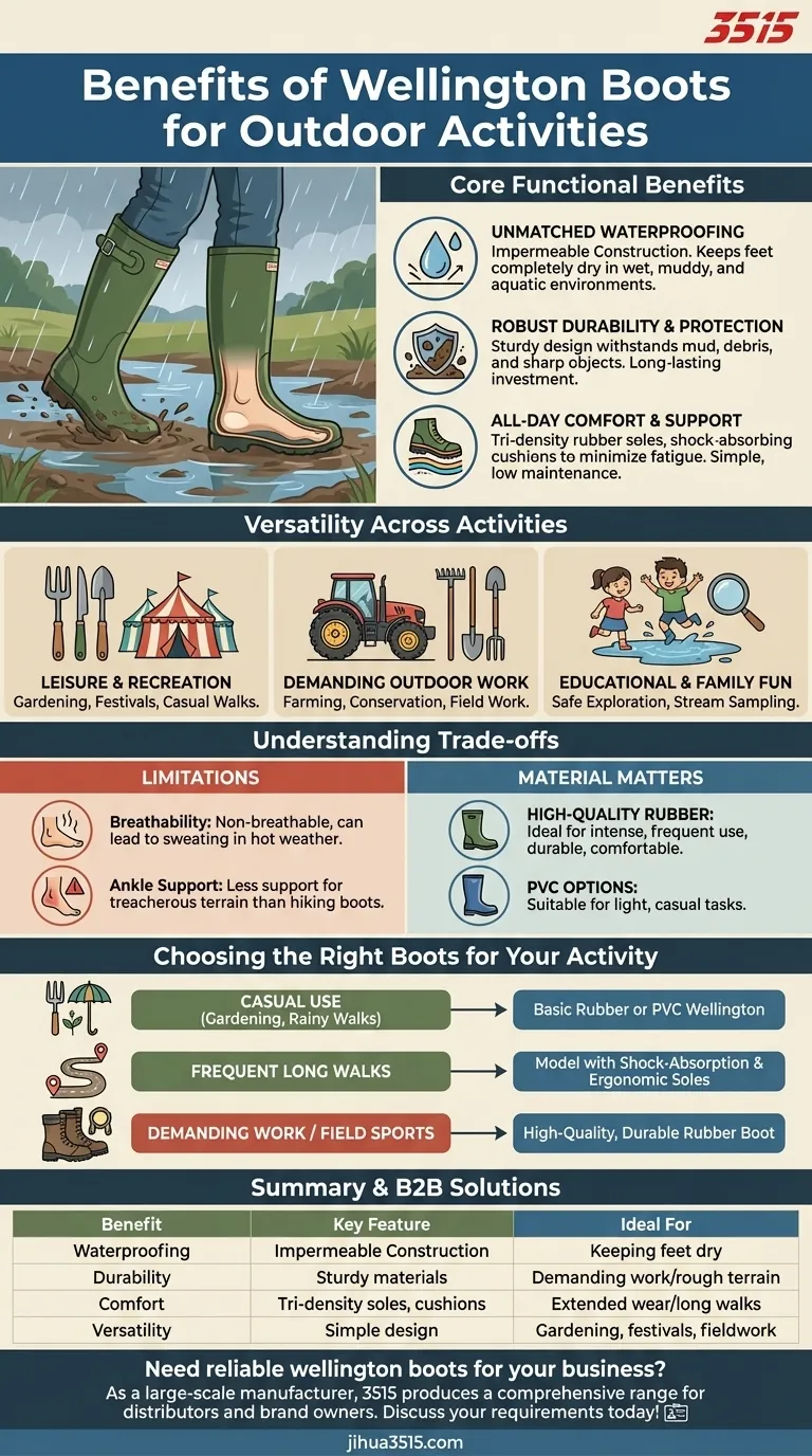 Quels sont les principaux avantages du port de bottes en caoutchouc pour les activités de plein air ? Restez au sec et protégé par tous les temps Guide Visuel