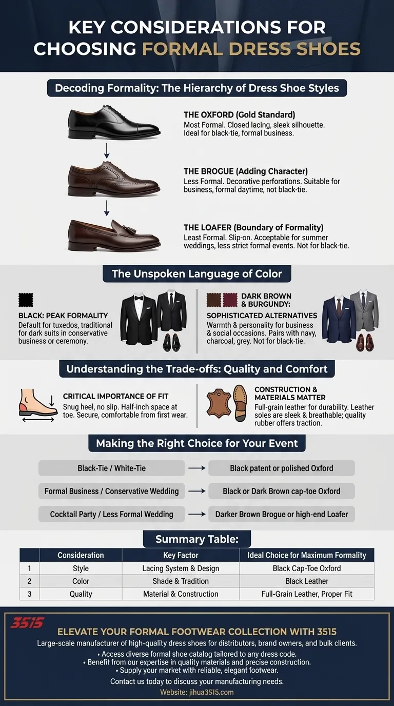 Quels sont les éléments clés à considérer lors du choix de chaussures habillées pour des occasions formelles ? Un guide sur le style, la couleur et la qualité Guide Visuel