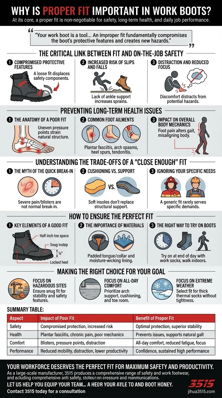 Perché la calzata corretta è importante negli scarponi da lavoro? Garantire sicurezza, comfort e salute a lungo termine Guida Visiva