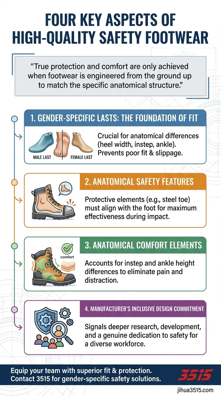 Quels sont les quatre aspects clés à considérer lors du choix de chaussures de sécurité de haute qualité ? Assurez un ajustement anatomique et une protection réels. Guide Visuel
