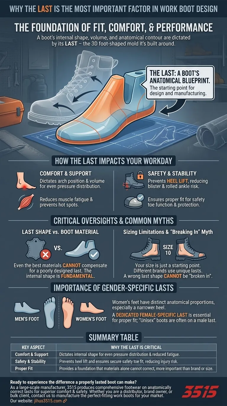 Почему колодка является самым важным элементом в дизайне рабочих ботинок? Это анатомический чертеж для комфорта и безопасности. Визуальное руководство