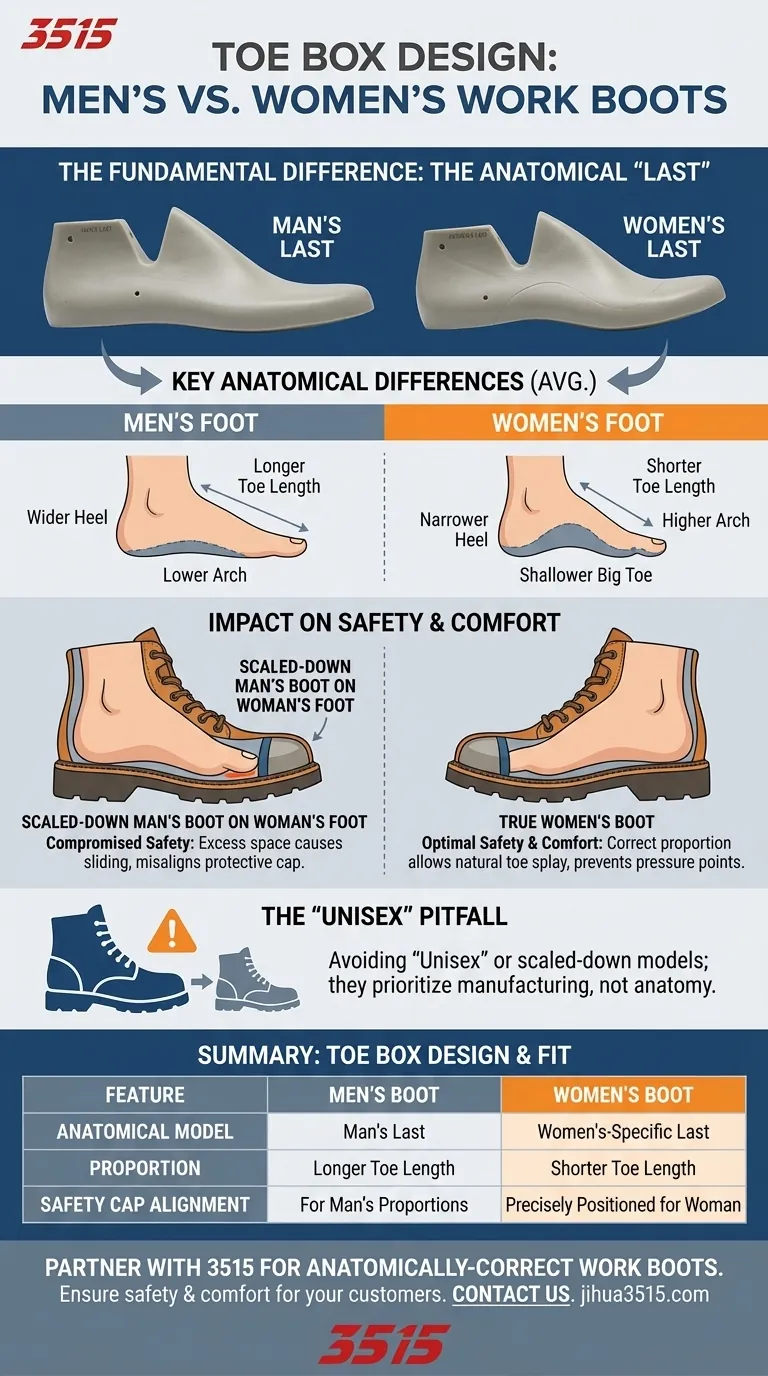 Как дизайн носка рабочей обуви отличается у мужской и женской обуви? Посадка по анатомии женской стопы Визуальное руководство